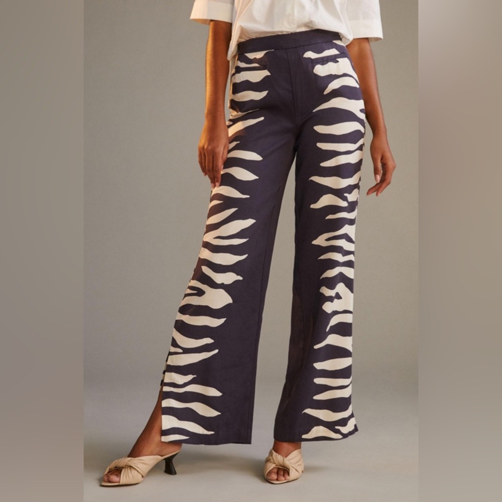 Anthropologie Maeve Blue and White Patterned Pants - Picture 5 of 7